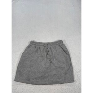 PrettyLittleThing Grey Marl Sweat Mini Skirt Drawstring Waist Pockets Size US 8